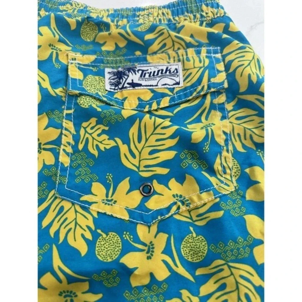 Trunks Surf & Swim Co. Men's Yellow & Teal Swim Trunks Shorts Size 34‎ F0298